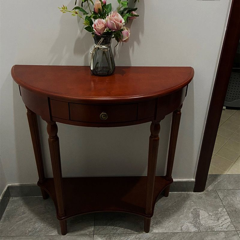 Victorian Wood Console Table Half Moon Console Sofa Table for Hall