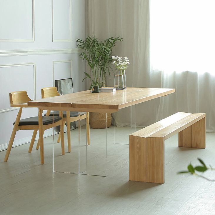 Solid Wood Dining Table Contemporary Style Rectangle Dinette Table for Home Kitchen