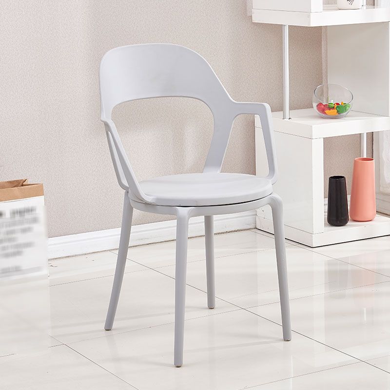 Contemporary Kitchen Chair Dining Arm Side Chair with Plastic Legs