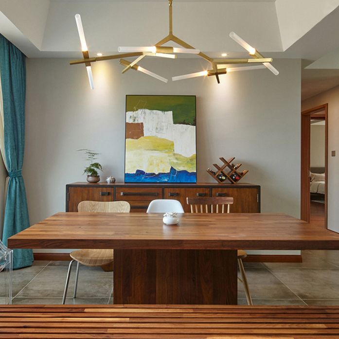 Acrylic LED Chandelier Modern Suspension Light in Gold for Living Room Dinning Room