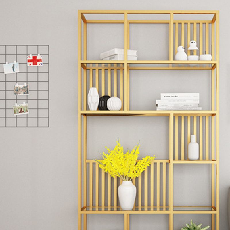 Glam Antique Finish Shelf Bookcase Metal Frame Bookshelf with Shelves