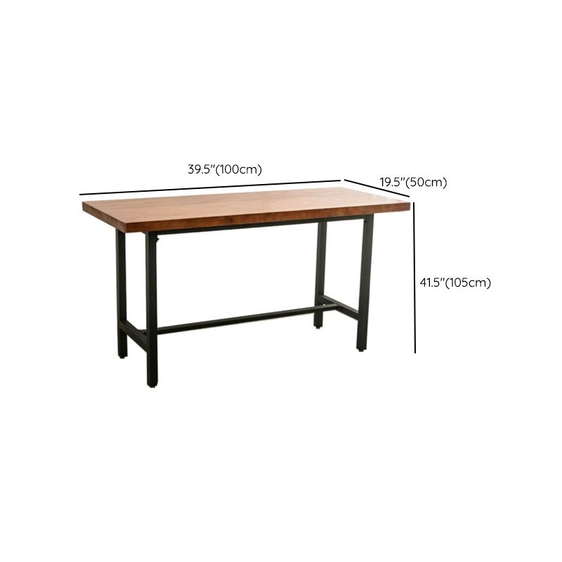 Brown Solid Wood Bar Table Trestle Base Dining Table for Kitchen Living Room