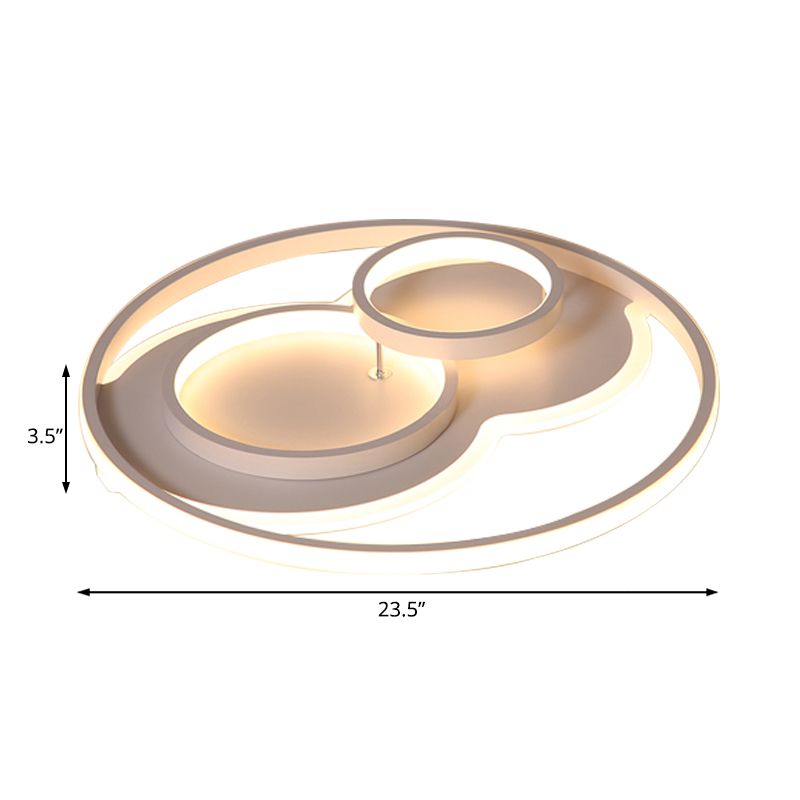 Black/White 3 Ring Close to Ceiling Lamp Modern LED Metal Flush Mount Light in White/Warm Light, 16"/19.5"/23.5" Wide