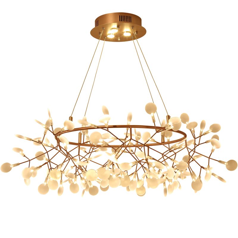 Designer Heracleum Chandelier Acrylic Living Room LED Pendant Light Fixture in Bronze