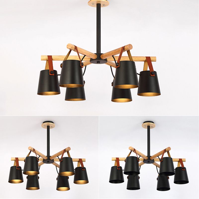 Luce a ciondolo sputnik in legno in stile moderno in ferro battuto in ferro battuto lampadario per soggiorno