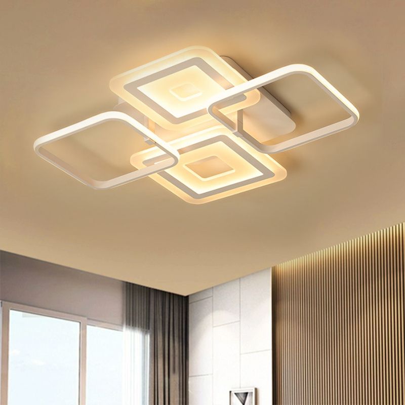 Rahmen Acryl halb Flush Modernist 4 Köpfe weiße Deckenhalterung Leuchte in warmem/weißem Licht