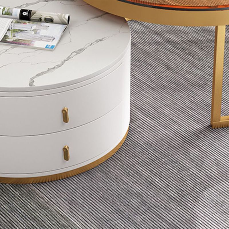 Round Tropical Coffee Table Storage 2 Nesting Coffee Table Set