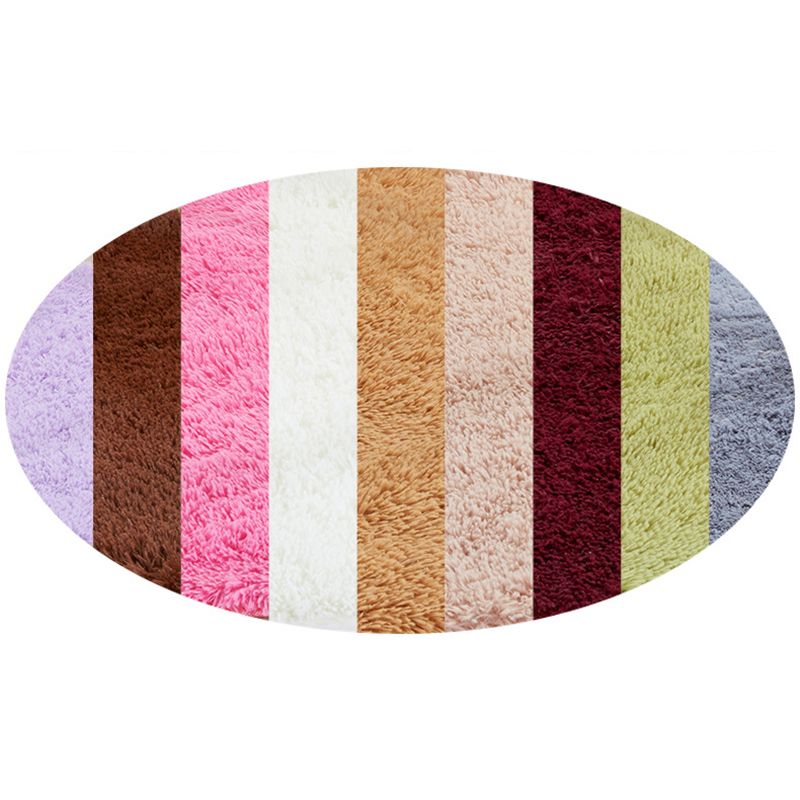 Simplicity Plain Shag Rug Contemporary Round Carpet Nylon Anti-Slip Backing Carpet for Living Room
