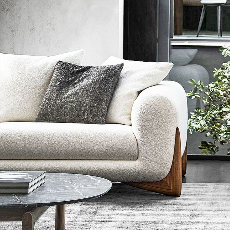 Modern Tuxedo Arm Standard Sofa Fabric Tight Back Sofa with Pillow