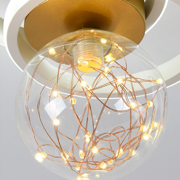 Modern Luxury Style Spherical Flush Mount Ceiling Light Fixtures Glass Ceiling Mount Chandelier
