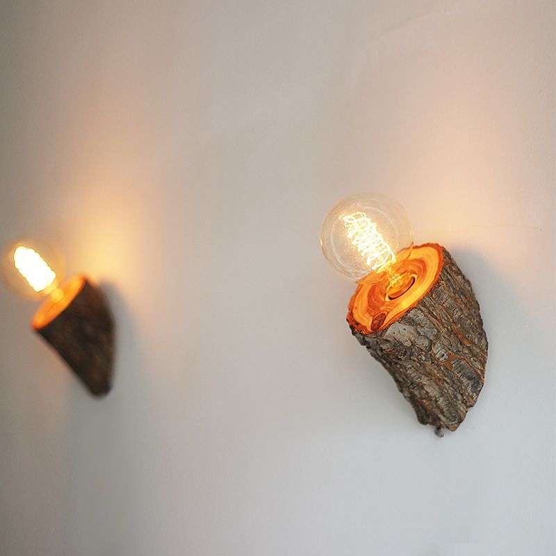 Wood Mini Wall Sconce Light Lodge Single Light Wall Lighting for Living Room