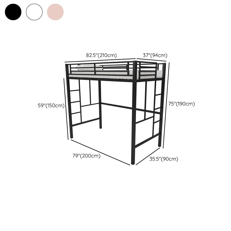 Metal Loft Bed with Built-In Ladder Scandinavian Kids Bed with Open Frame