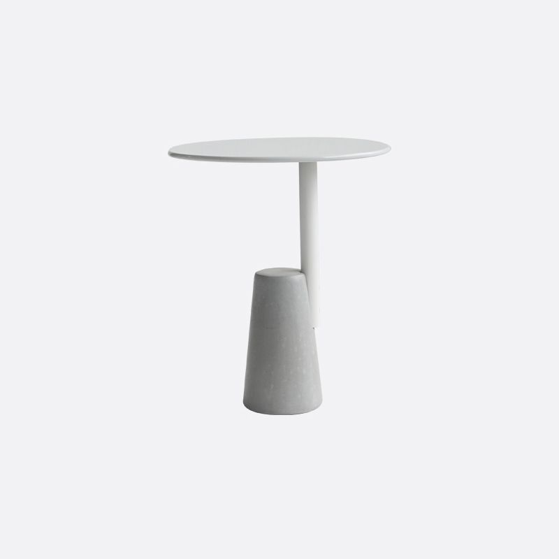 Modern Single Leg Base Solid Color Metal Round Top Coffee Table