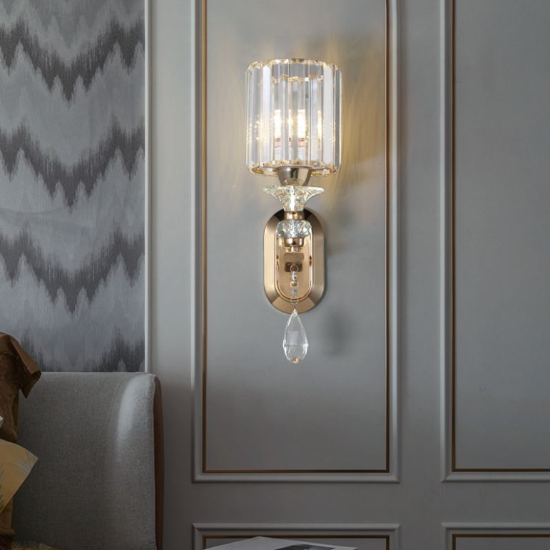 Luz de pared de cristal contemporánea Luz de apliques de 1 luz para dormitorio