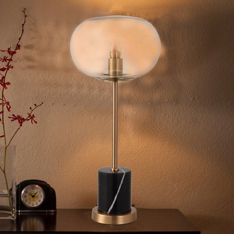 Alien-Nachttischlampe klar/rauchgraues Glas 1-Licht-Designer Nachtständer hell in Schwarz/Weiß