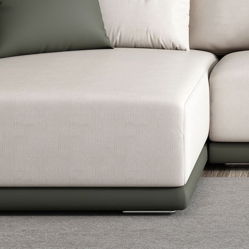 Faux Leather Sectional/Sofa with Pillow Back and Square Arms