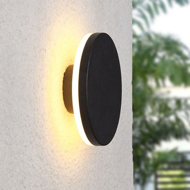 6" Height Simplicity Metal Wall Light Modern Style Geometric Patio Aisle Sconce Light in Frosted Black