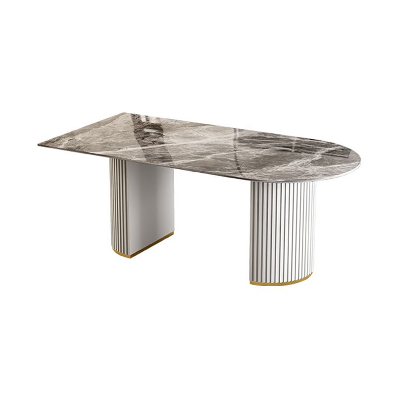 Gratis vorm gesinterde stenen eettafel luxe tafel met dubbele voetstuk