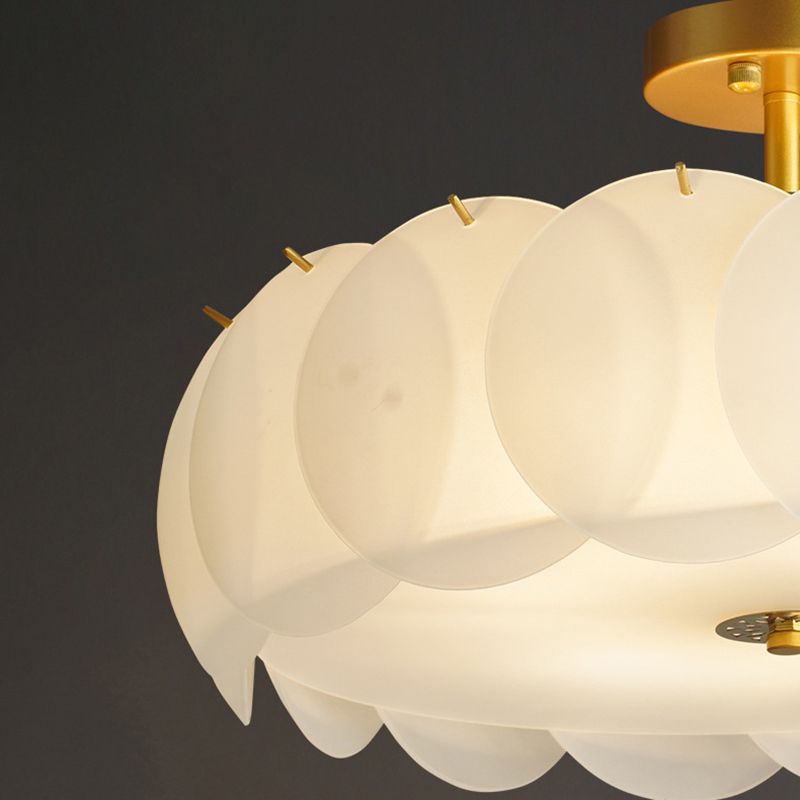 Modern Style Drum Shape Flush Mount Glass Ceiling Light for Living Room