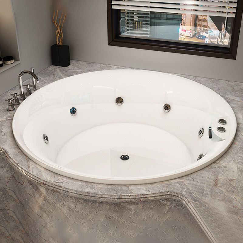 Modern Acrylic Drop-in Bathtub Oval Bath Tub for Home in White