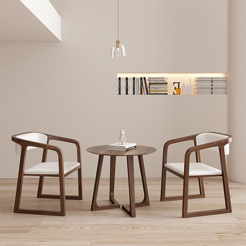 Cross Legs Base Coffee Table in Brone Solid Wood with Round Top