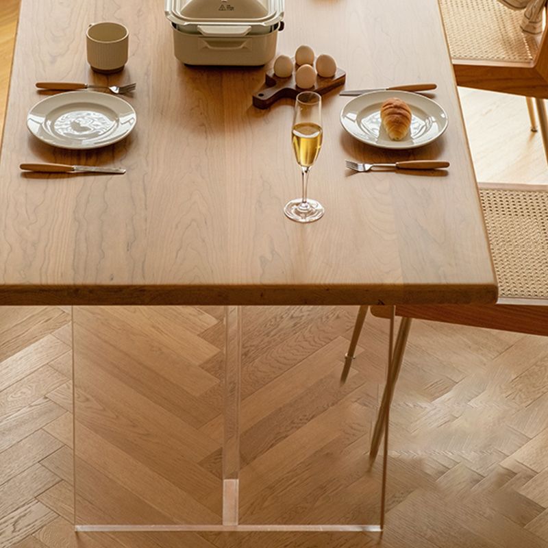 Rectangle Double Base Dining Table Modern Pine Wood Table for Kitchen Dining Room