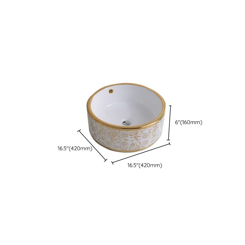 Traditional Vessel Lavatory Sink Oval-Shape Porcelain with Faucet Bathroom Sink