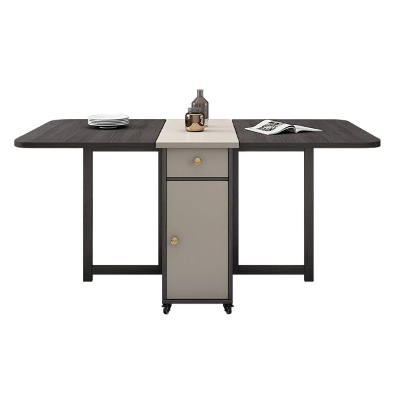 Mid-Century Modern Rectangle Dining Table Drop-Leaf Table with Ash Solid Wood Base,59"L x 29.1"H