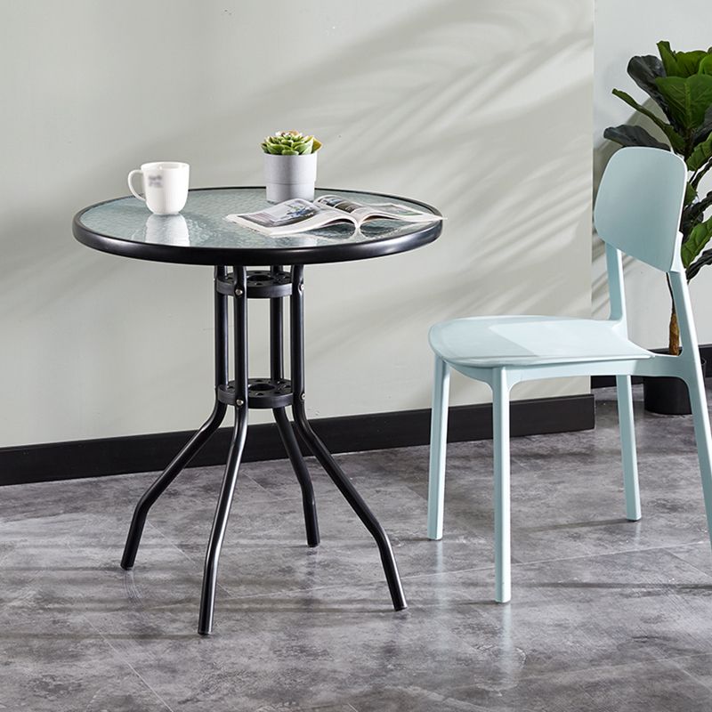 Round Shape Modern Style Dining Table Transparent Fixed Table of Glass