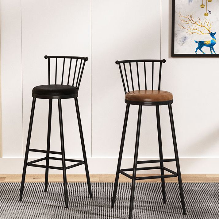 Leather Matte Finish Bristol Stool Low Back Footrest Barstool