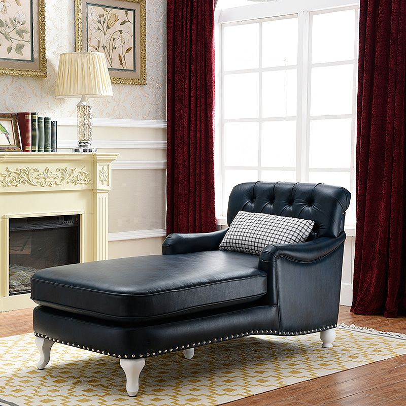 Traditional Faux Leather Accent Chair Two Armed Recessed Arms Chaise