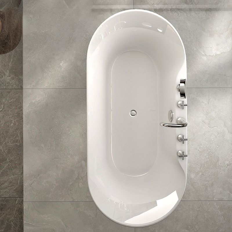 Modern Acrylic White Bathtub Ellipse Back to Wall with Drain Bath Tub
