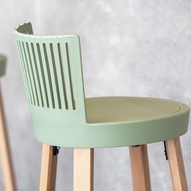Taburete de bar contemporáneo, taburete de bar sin brazos de plástico con base de madera