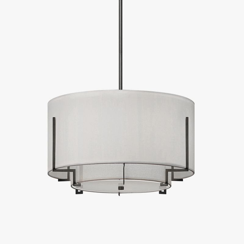 Luz de techo textil de lámpara de tambor sombreada de 4 luces