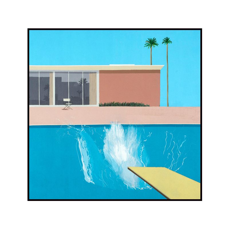 House and Swimming Pool Canvas Textured Contemporary Style for Boys Bedroom Painting