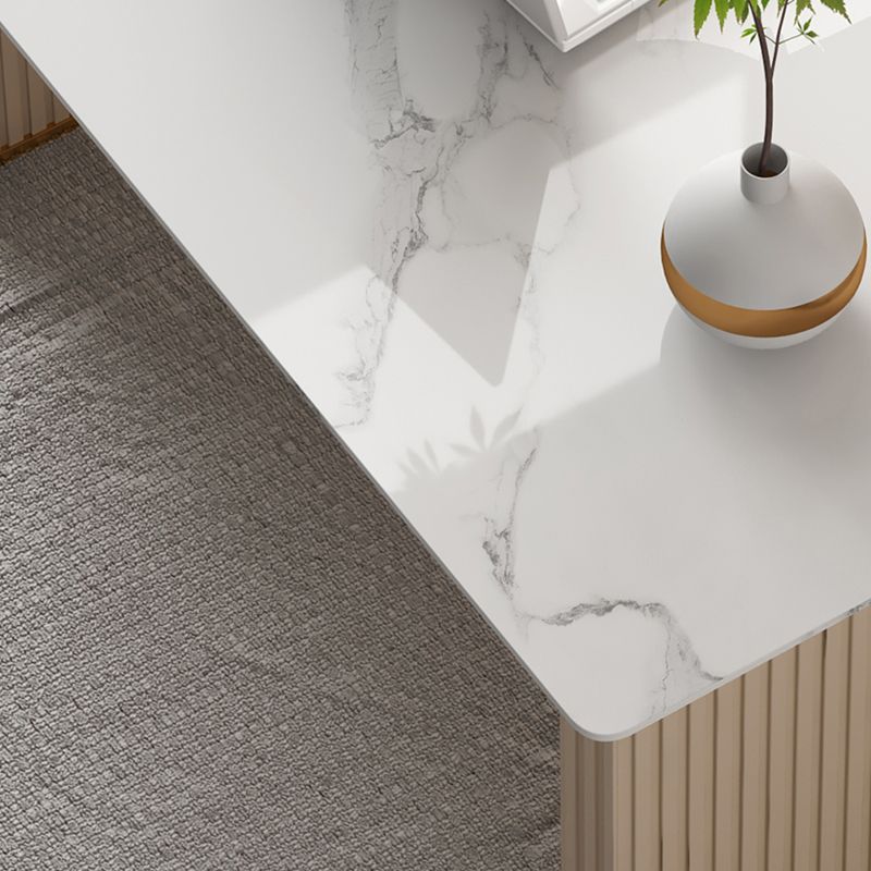 23.6" Wide Writing Desk Beige Pedestal Glam Office Desk for Home