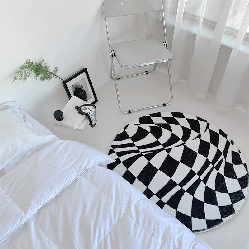 Sapphire Modern Rug Polyester Abstract Grid Rug Washable Rug for Drawing Room