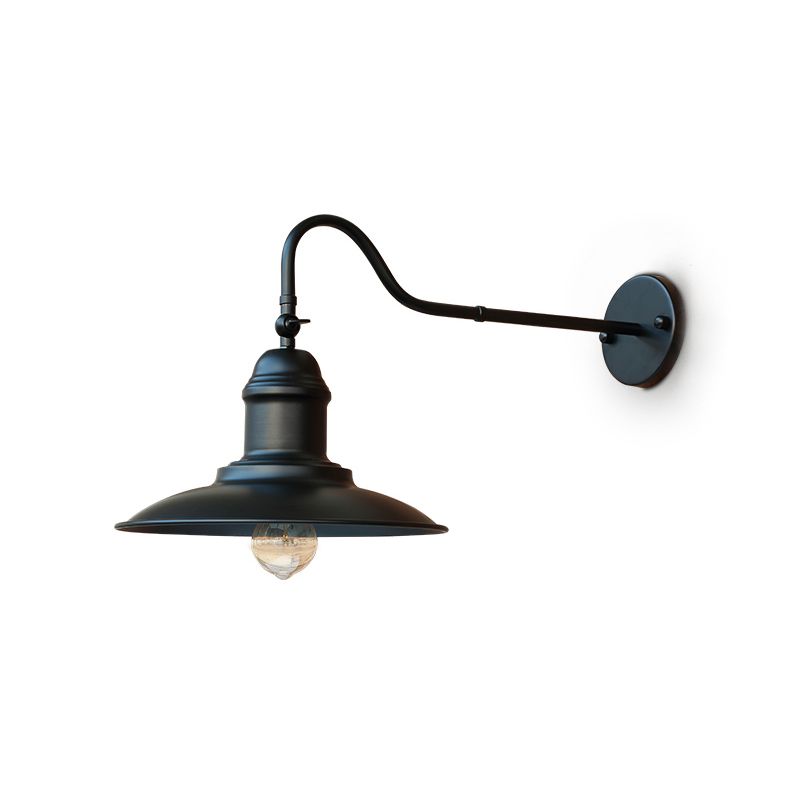 Lumo da parete in metallo sfumatura a parete industriale a parete singola lampada montata