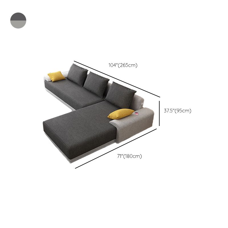 Scandinavian Style Stationary Seating Living Room Recessed Arm Pillows Sofa