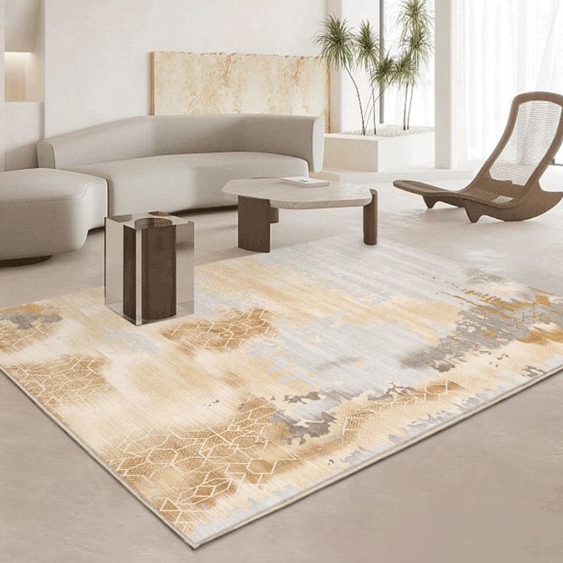 Beige einfacher Teppich Polyester abstrakter Muster Teppich Waschbar Teppich für Wohnzimmer