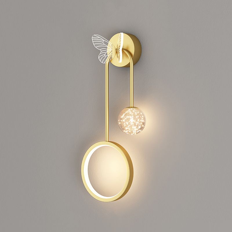Modern Style Spherical Shape Wall Sconce Glass 3 Light Wall Lighting for Bedroom