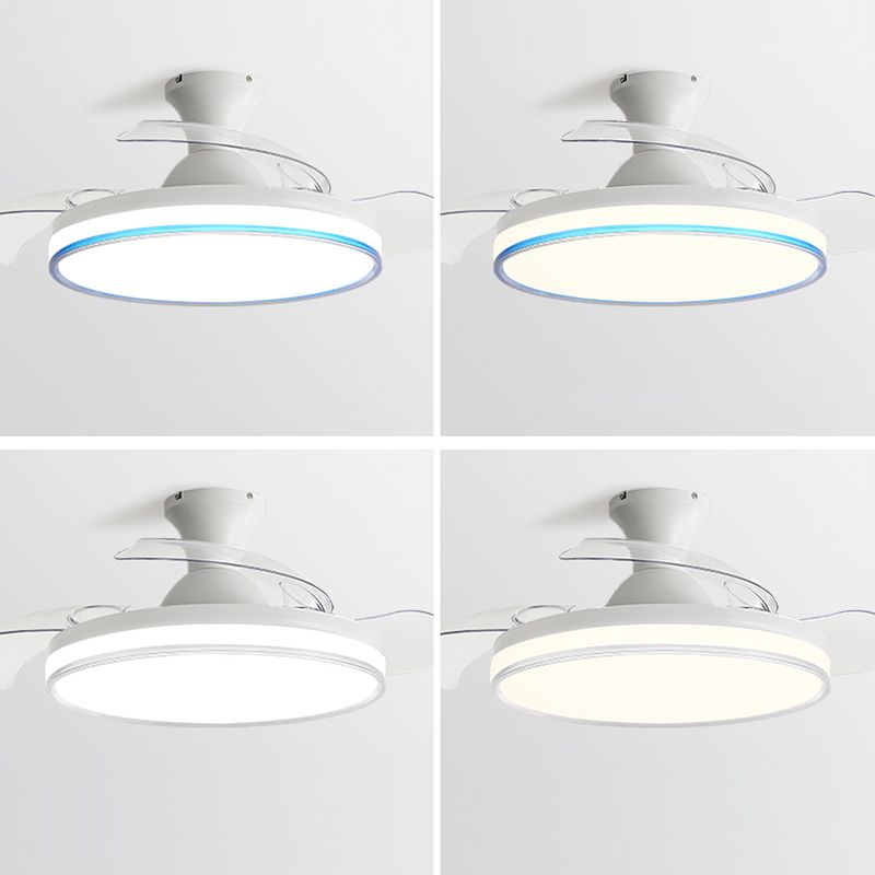LAME MODERNE INVISIBLE FAN lampe à manger Circulaire LED Semi Flush Plafond Light