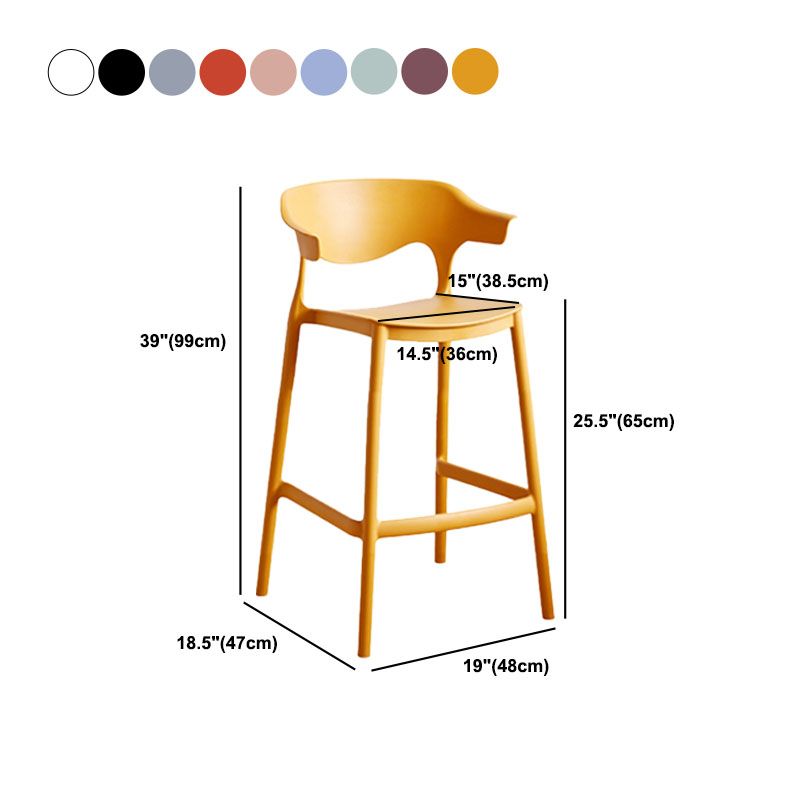 Scandinavian Plastic Barstool Low Back Counter Stool Footrest Furniture