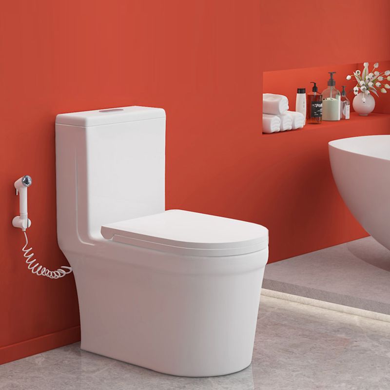 Traditional Floor Mount Toilet White Seat Included Toilet Bowl for Bathroom