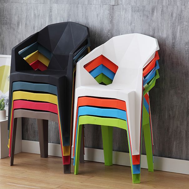 Silla de comedor de plástico de estilo contemporáneo, sillas laterales apilables con brazo de comedor para cocina
