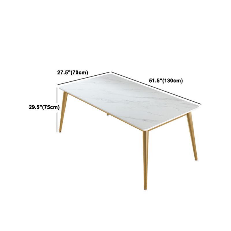 Stone Top Dining Table Set 1/2/5 Pieces Glam Rectangle Dinette Set in White