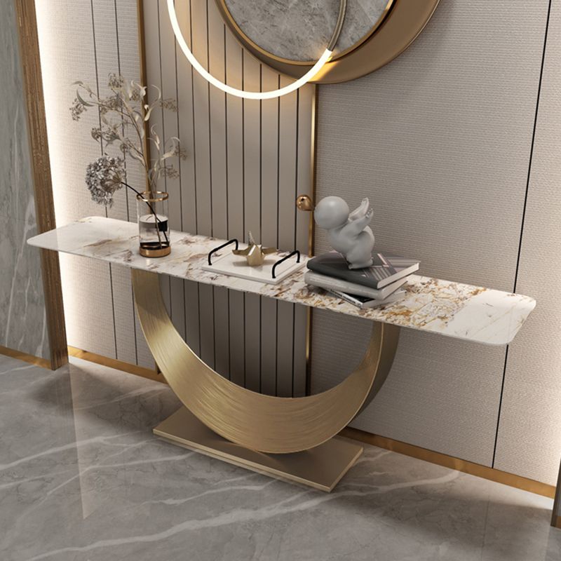 Rectangle Shape Contemporary Console Table Gold Stone Console Sofa Table for Hall