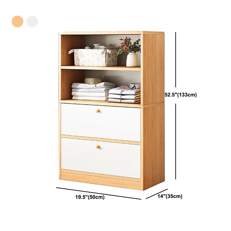 13.77" Wide Modern Wood Accent Chest with Drawers and 1 Shelf