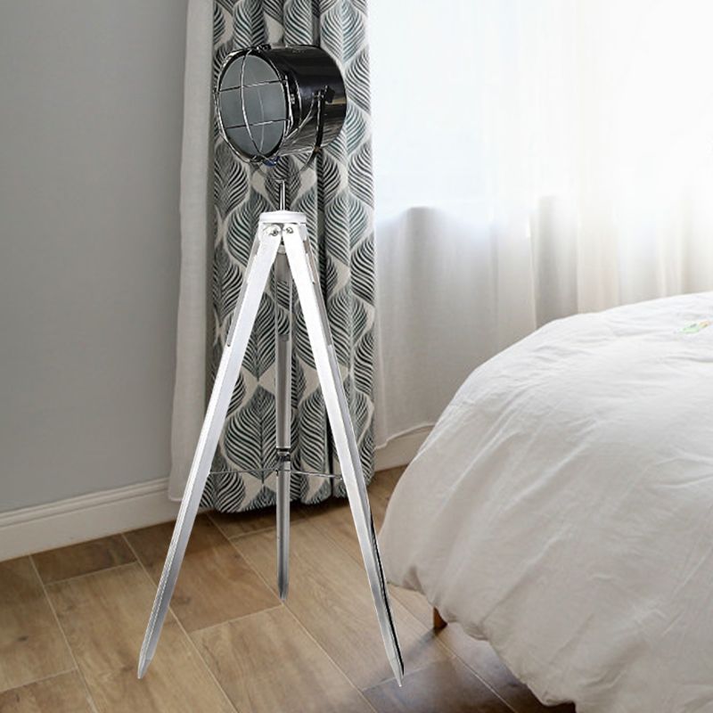 Industrial Loft Tripod Flood Spotlight 1 licht metaal en hout staande vloerlamp in zwart/wit voor studio