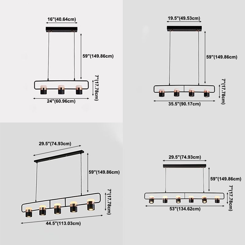 Contemporary Style Cylinder Island Lights Metal Island Pendant Lights